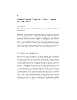 8 Textual Stylistic Variation: Choices, Genres and Individuals