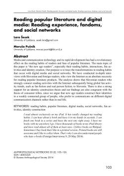 Reading popular literature and digital media: Reading experience