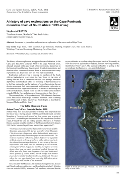 A history of cave explorations on the Cape