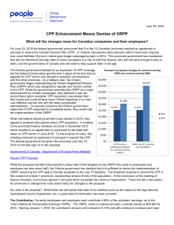 CPP Enhancement Means Demise of ORPP