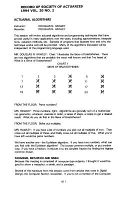 Actuarial Algorithms - Society of Actuaries