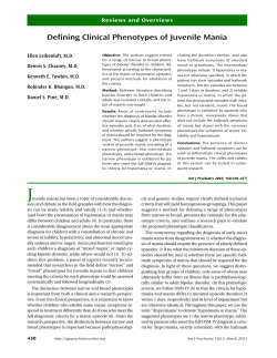 Defining Clinical Phenotypes of Juvenile Mania