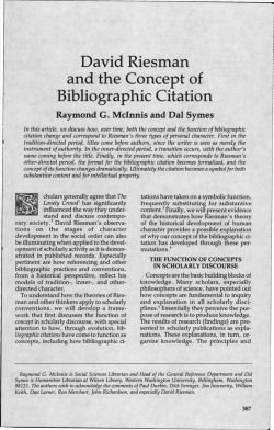 David Riesman and the Concept of Bibliographic Citation