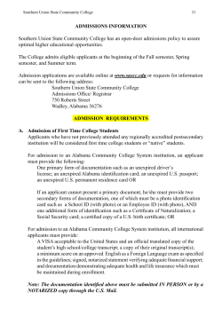 admission requirements - Southern Union State Community College