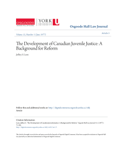 the development of canadian juvenile justice: a background for reform