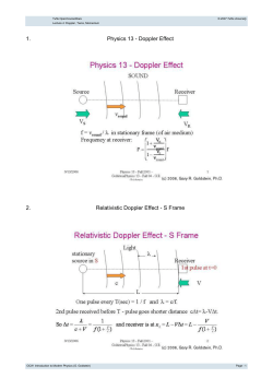 1. Physics 13 - Doppler Effect 2. Relativistic Doppler Effect