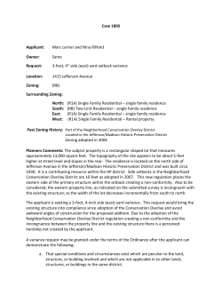 Case 1805 Applicant: Marc Lerner and Nina Rifkind