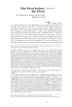 The Pivot before the Pivot - Coral Bell School of Asia Pacific Affairs