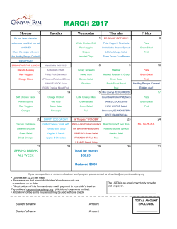 March 2017 Lunch Menu