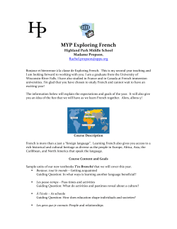 Exploring French Syllabus