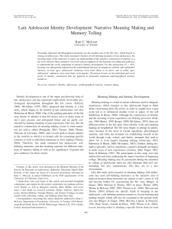 Late Adolescent Identity Development: Narrative Meaning Making