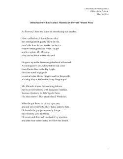 Introduction of Lin-Manuel Miranda by Provost Vincent