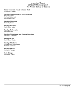 University of Toronto 2013-2014 Membership List The Alumni
