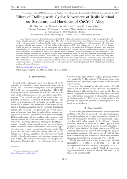 Effect of Rolling with Cyclic Movement of Rolls Method on Structure
