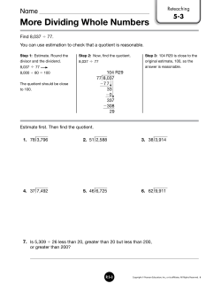 More Dividing Whole Numbers