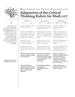 Critical Thinking Rubric for Math
