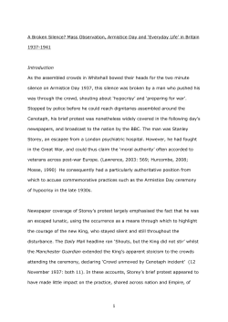 1 A Broken Silence? Mass Observation, Armistice Day and