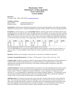 Biochemistry 3G03 Biochemistry of Macromolecules Term I (2014