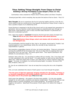 Titus: Setting Things Straight: From Chaos to Christ