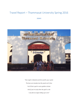 Travel Report – Thammasat University Spring 2016