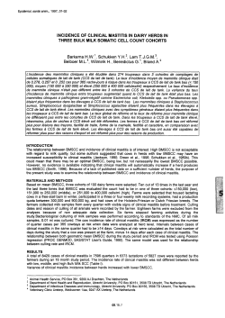 INCIDENCE OF CLINICAL MASTITIS IN DAIRY HERDS