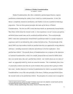 A Defense of Modest Foundationalism Modest