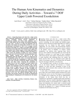 The Human Arm Kinematics and Dynamics During Daily Activities
