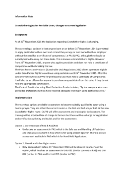 Information Note Grandfather Rights for Pesticide Users