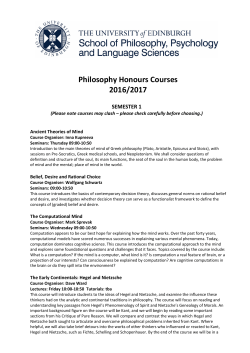 Philosophy Honours Courses 2016/2017
