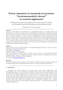Forest expansion in mountain ecosystems: &ldquo;environmentalist`s dream&rdquo;