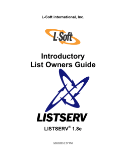 LISTSERV Introductory List Owner`s Guide - L-Soft