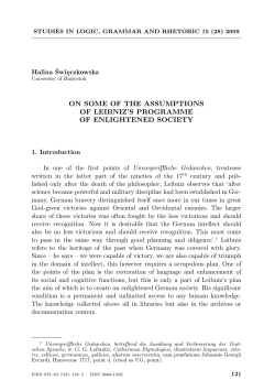 on some of the assumptions of leibniz`s programme of enlightened