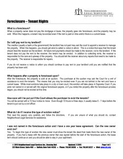 Foreclosure Tenant`s Rights - Neighborhood Legal Services, Inc.