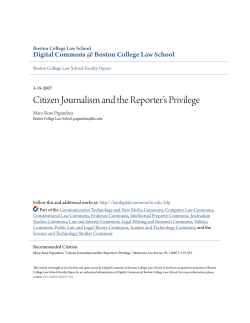 Citizen Journalism and the Reporter`s Privilege