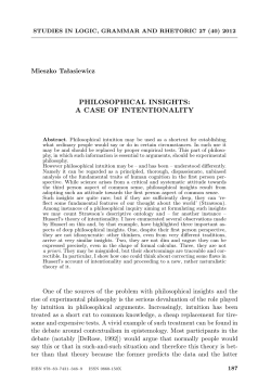 PHILOSOPHICAL INSIGHTS: A CASE OF INTENTIONALITY
