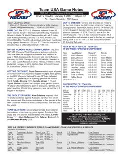Team USA Game Notes