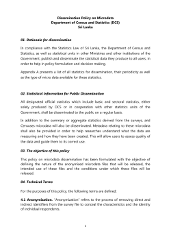 Data Dissemination Policy - Department of Census and Statistics
