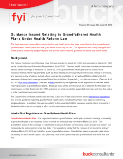 Guidance Issued Relating to Grandfathered Health Plans
