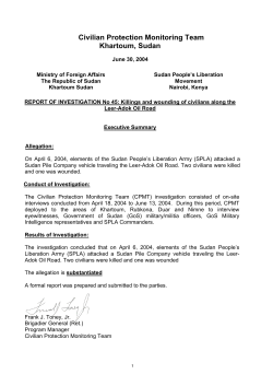 Civilian Protection Monitoring Team Khartoum, Sudan