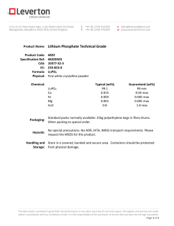 Product Name: Lithium Phosphate Technical Grade