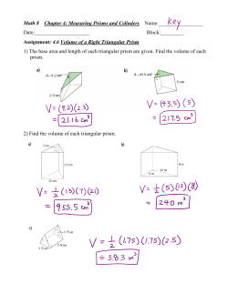 Math 8 Chapter 4: Measuring Prisms and Cylinders Name: Date