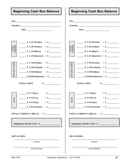 Beginning Cash Box Balance Beginning Cash Box