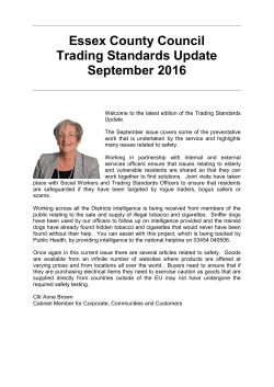 Essex County Council Trading Standards Update September 2016