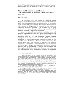 Stem Cell Research in California: The Intersection of Science