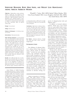 SEDENTARY BEHAVIOR, BODY MASS INDEX, AND WEIGHT