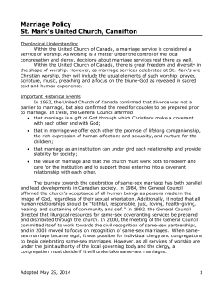 Marriage Policy - St. Marks United Church in Cannifton, Ontario