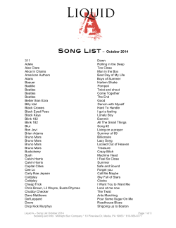 SONG LiST &ndash; October 2014