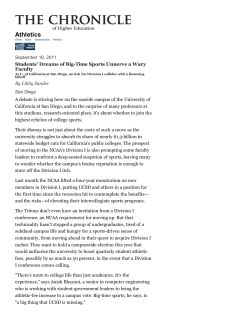 Students` Dreams of Big-Time Sports Unnerve a Wary Faculty