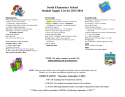 South Elementary School Student Supply List for