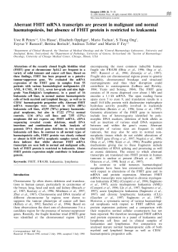 Aberrant FHIT mRNA transcripts are present in malignant